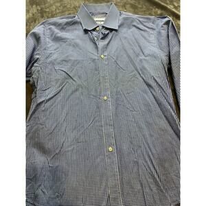 Charles‎ Tyrwhitt Shirt Mens 17 35 Blue Check Slim Fit Non Iron Cotton EUC